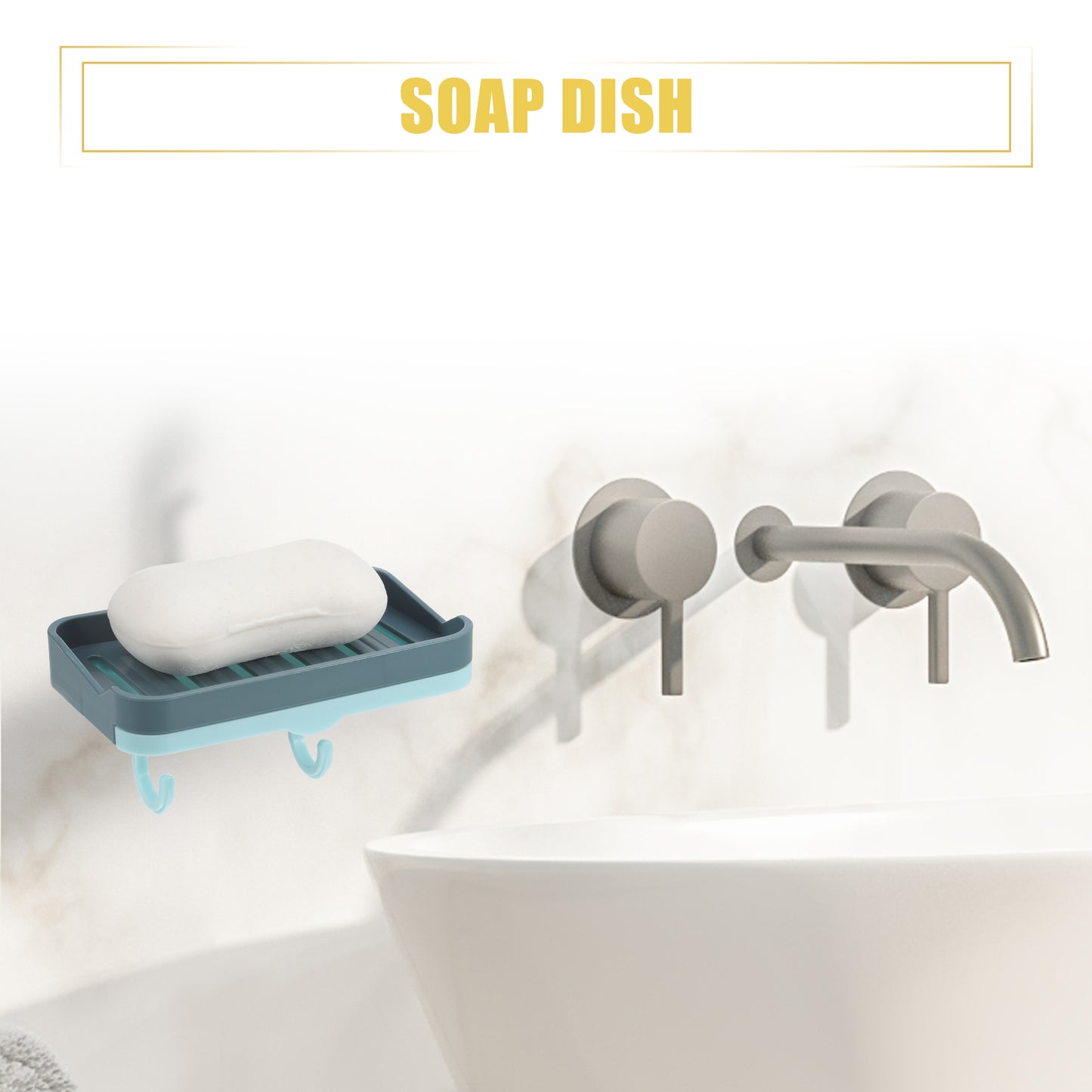 2 Pcs Soap Dish, Wall Mounted Soap Holder for Bathroom Kitchen Yellow, Blue