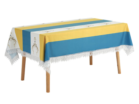 Mantel de encaje rectangular con decoración de macramé y poliéster
