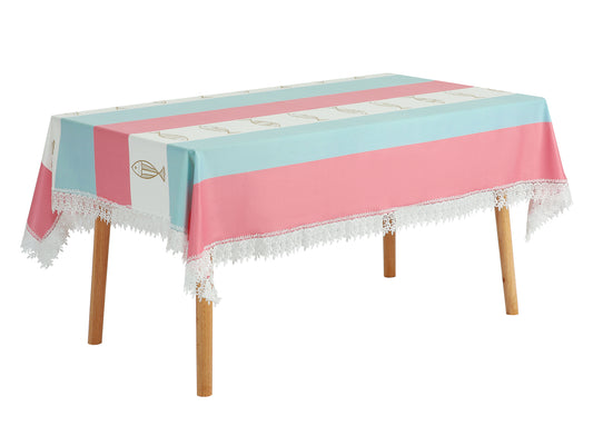 Mantel de encaje rectangular con decoración de macramé y poliéster