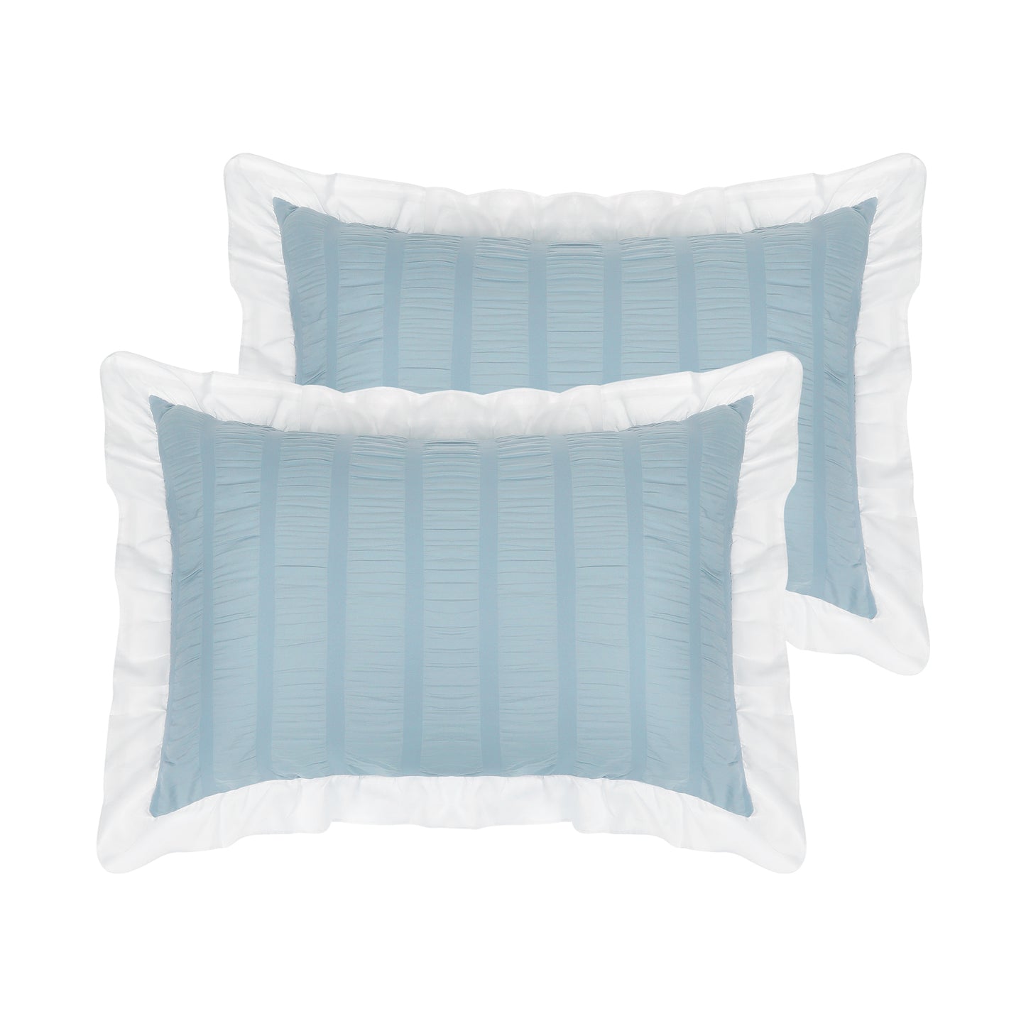 Ruffled Pillow Cases Queen Size Set of 2, Cooling Pillow Covers with Envelope Closure