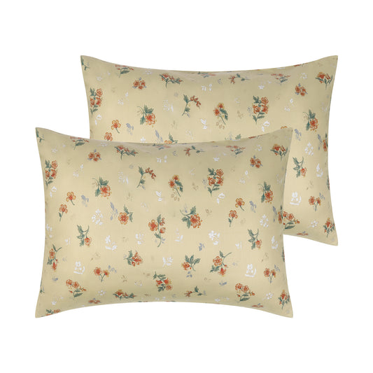 Cotton Pillowcases Set of 2 with Vintage Floral Envelope Closure Pillow Shams