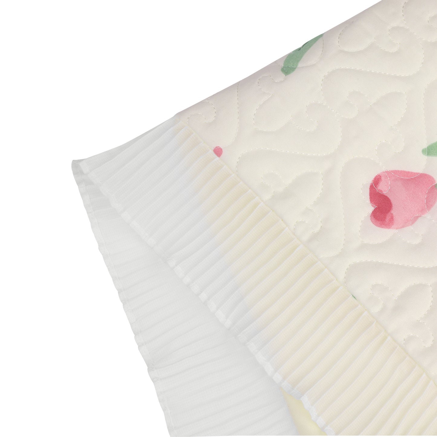 Cotton Pillowcase Set of 2, Tulip Floral Design, Ruffle Trim, Envelope Closure Pillow Covers