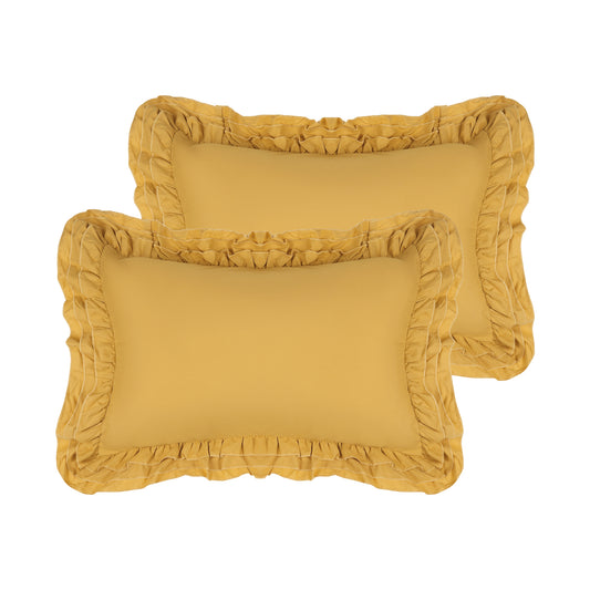 Triple Ruffle Pillowcases, Set of 2 Pillow Covers, Bedding Pillow Shams with Envelope Closure