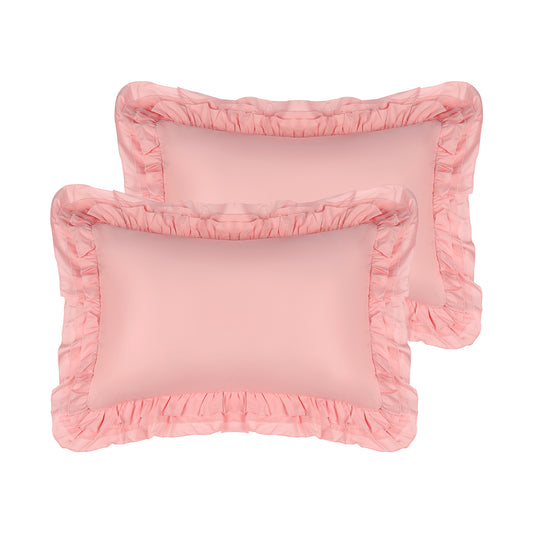 Triple Ruffle Pillowcases, Set of 2 Pillow Covers, Bedding Pillow Shams with Envelope Closure