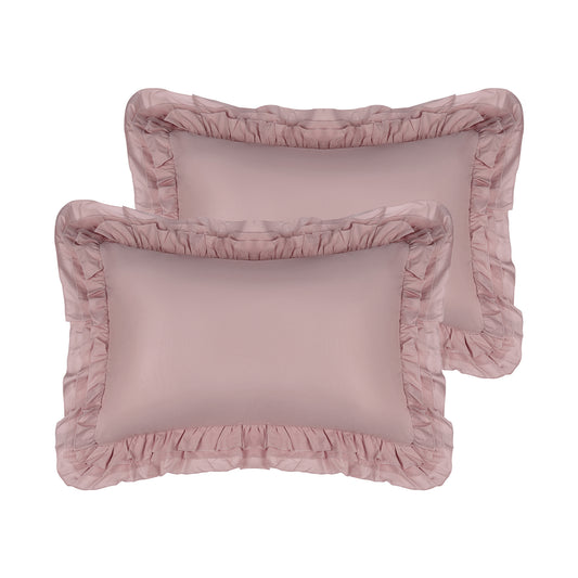 Triple Ruffle Pillowcases, Set of 2 Pillow Covers, Bedding Pillow Shams with Envelope Closure