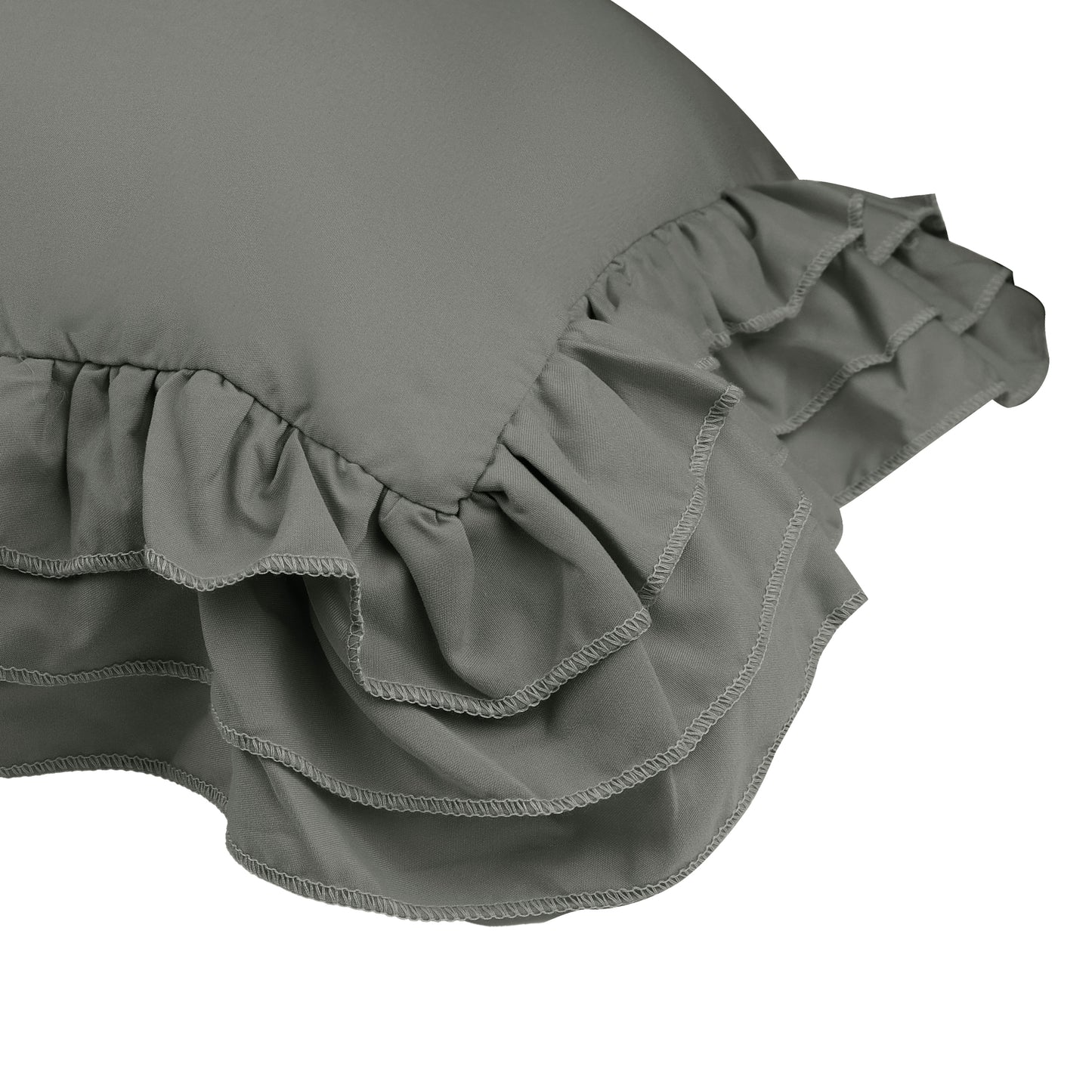 Triple Ruffle Pillowcases, Set of 2 Pillow Covers, Bedding Pillow Shams with Envelope Closure