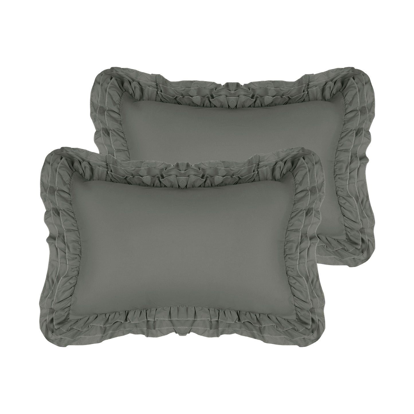 Triple Ruffle Pillowcases, Set of 2 Pillow Covers, Bedding Pillow Shams with Envelope Closure