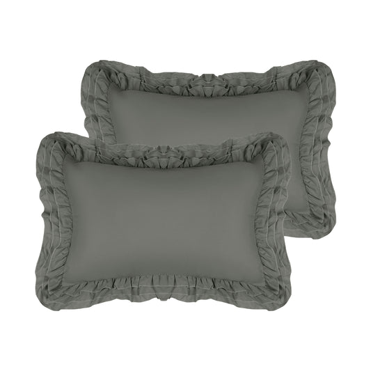 Triple Ruffle Pillowcases, Set of 2 Pillow Covers, Bedding Pillow Shams with Envelope Closure