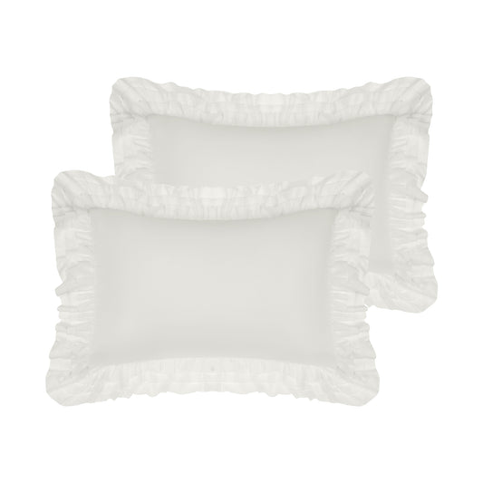 Triple Ruffle Pillowcases, Set of 2 Pillow Covers, Bedding Pillow Shams with Envelope Closure