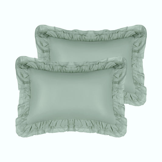Triple Ruffle Pillowcases, Set of 2 Pillow Covers, Bedding Pillow Shams with Envelope Closure