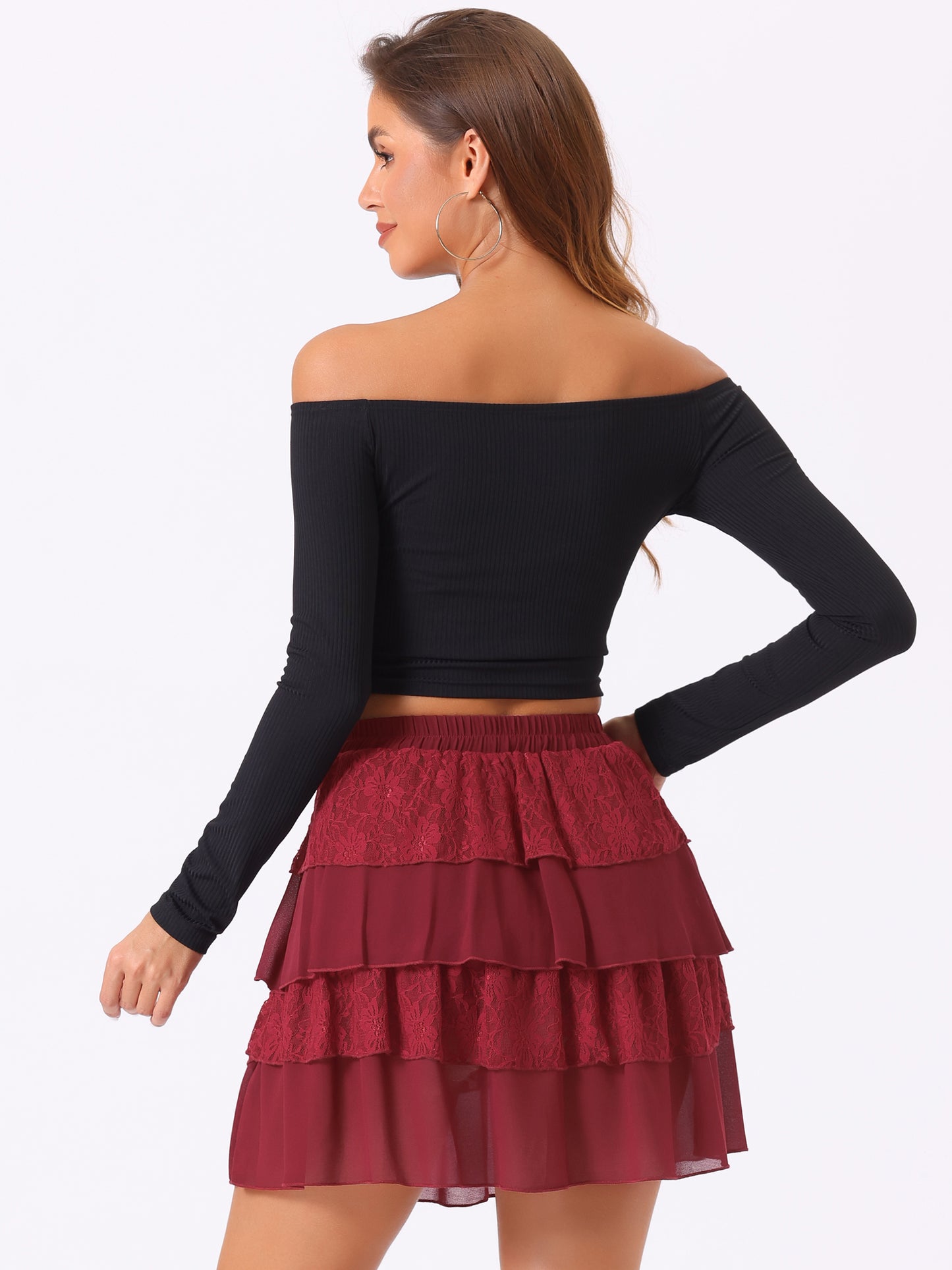 Women's Ruffled High Waist Mini Layered Tiered Skirt