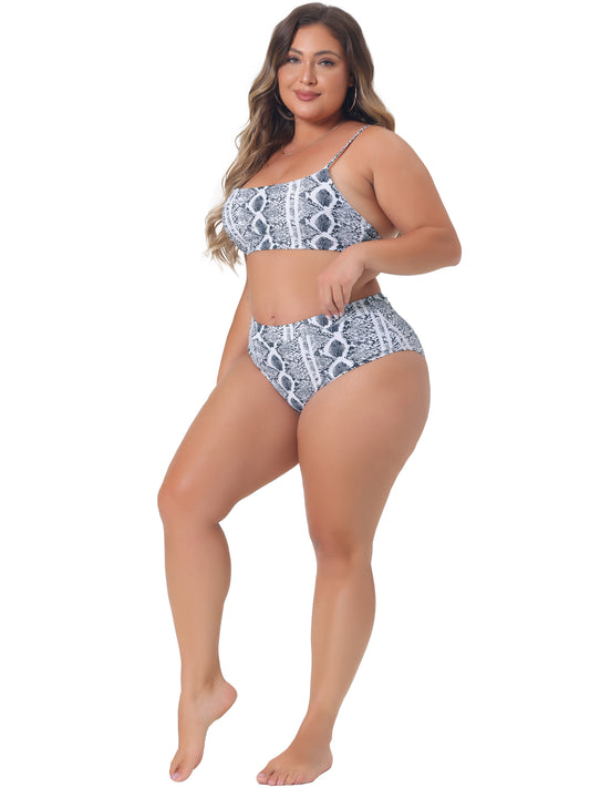Conjunto de bikini de talla grande para mujer, top corto, traje de baño de cintura alta, trajes de baño de dos piezas