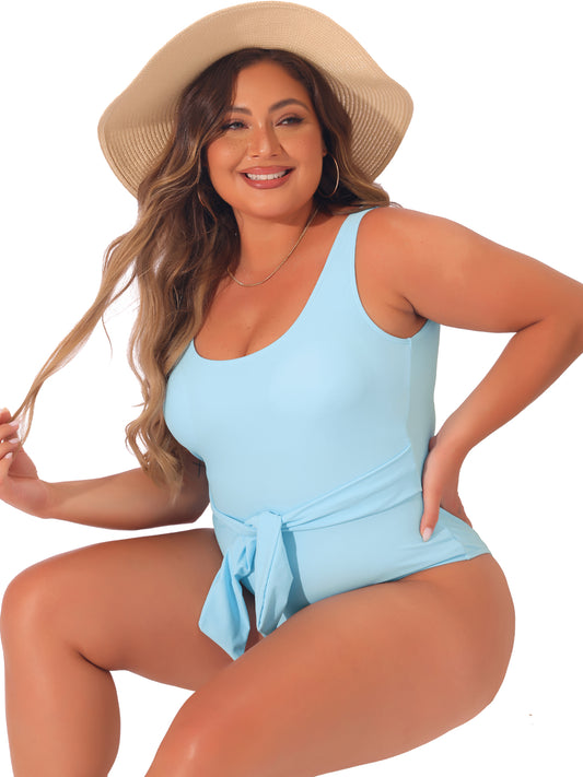 Trajes de baño de bikini de talla grande para mujer, trajes de baño favorecedores de cintura alta.