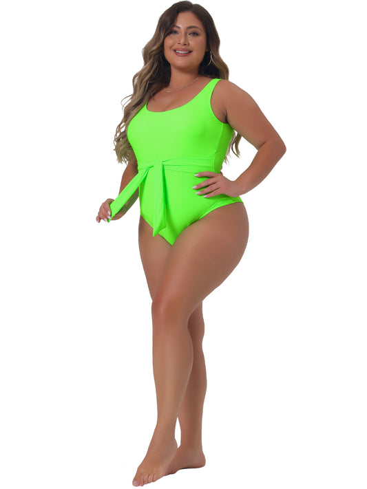 Trajes de baño de bikini de talla grande para mujer, trajes de baño favorecedores de cintura alta.