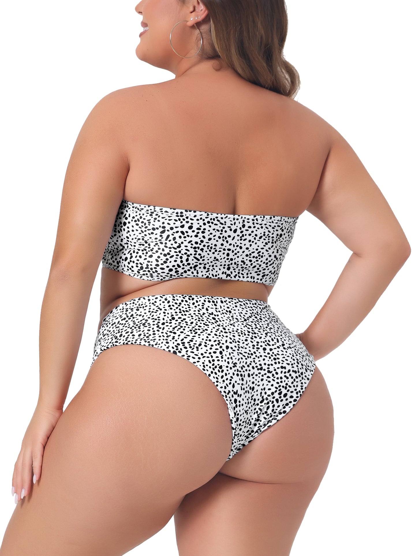 Women Plus Size Bikini 2 Pieces Bandeau Bikini Swimsuits Off Shoulder High Waist Bathing Suit