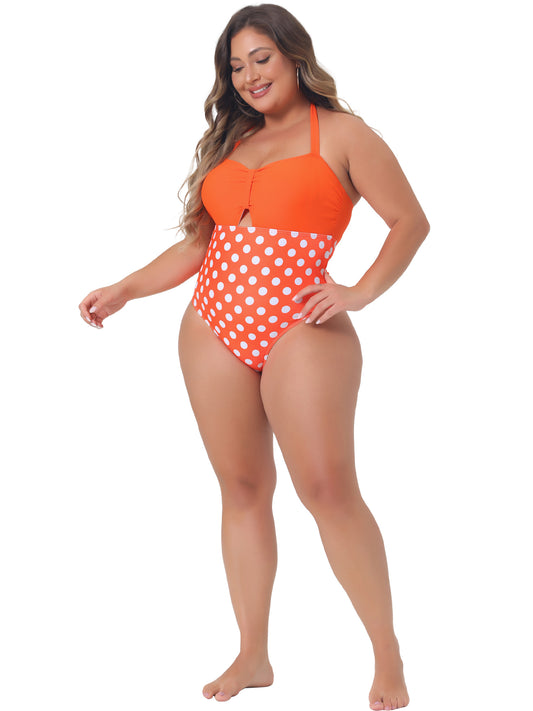 Traje de baño de talla grande para mujer, traje de baño con recortes