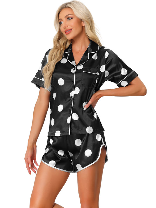 Pijama de satén para mujer, ropa de dormir, top con pantalones cortos, conjunto de pijama para estar en casa