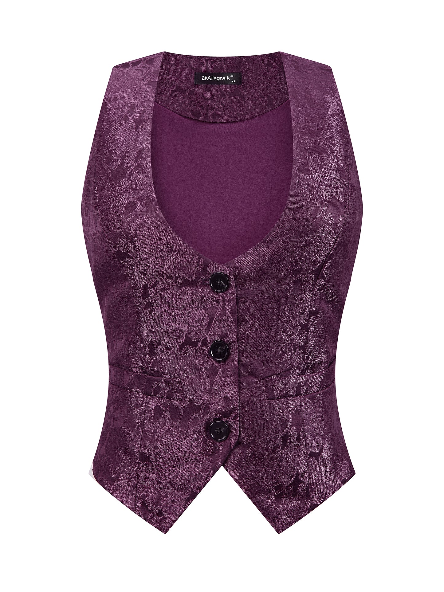 Women's Vintage Button Up Jacquard Steampunk Suit Waistcoat Vest with Pockets (Available in Plus Size)