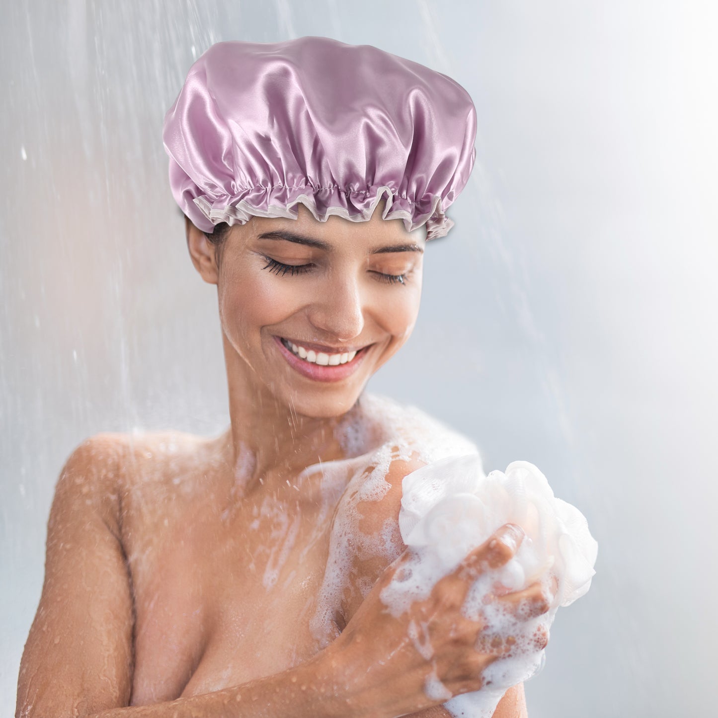3 Pcs Shower Cap, 2 Layers Elastic Elastic Bathing Hair Cap