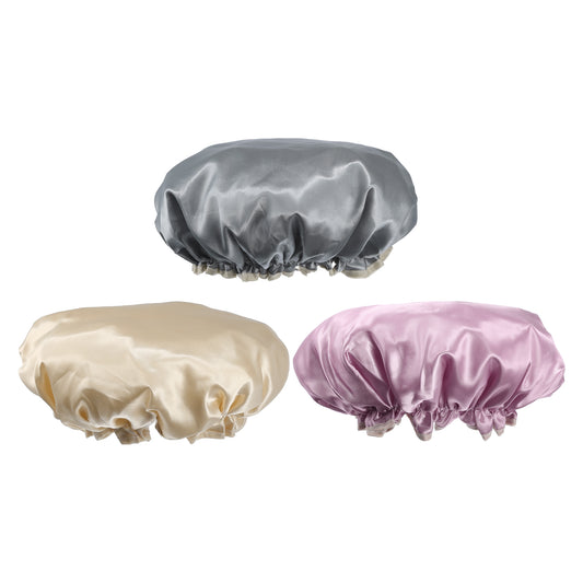 3 Pcs Shower Cap, 2 Layers Elastic Elastic Bathing Hair Cap