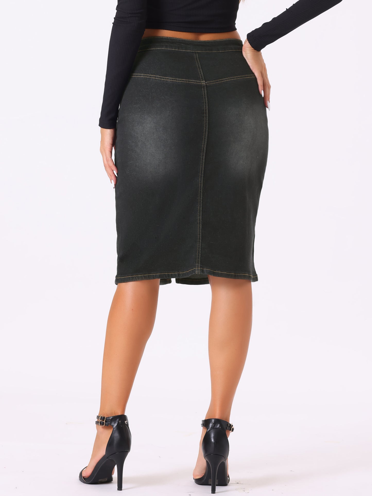 Women's Jean Skirts Split Casual High Waist Bodycon Denim Pencil Skirt