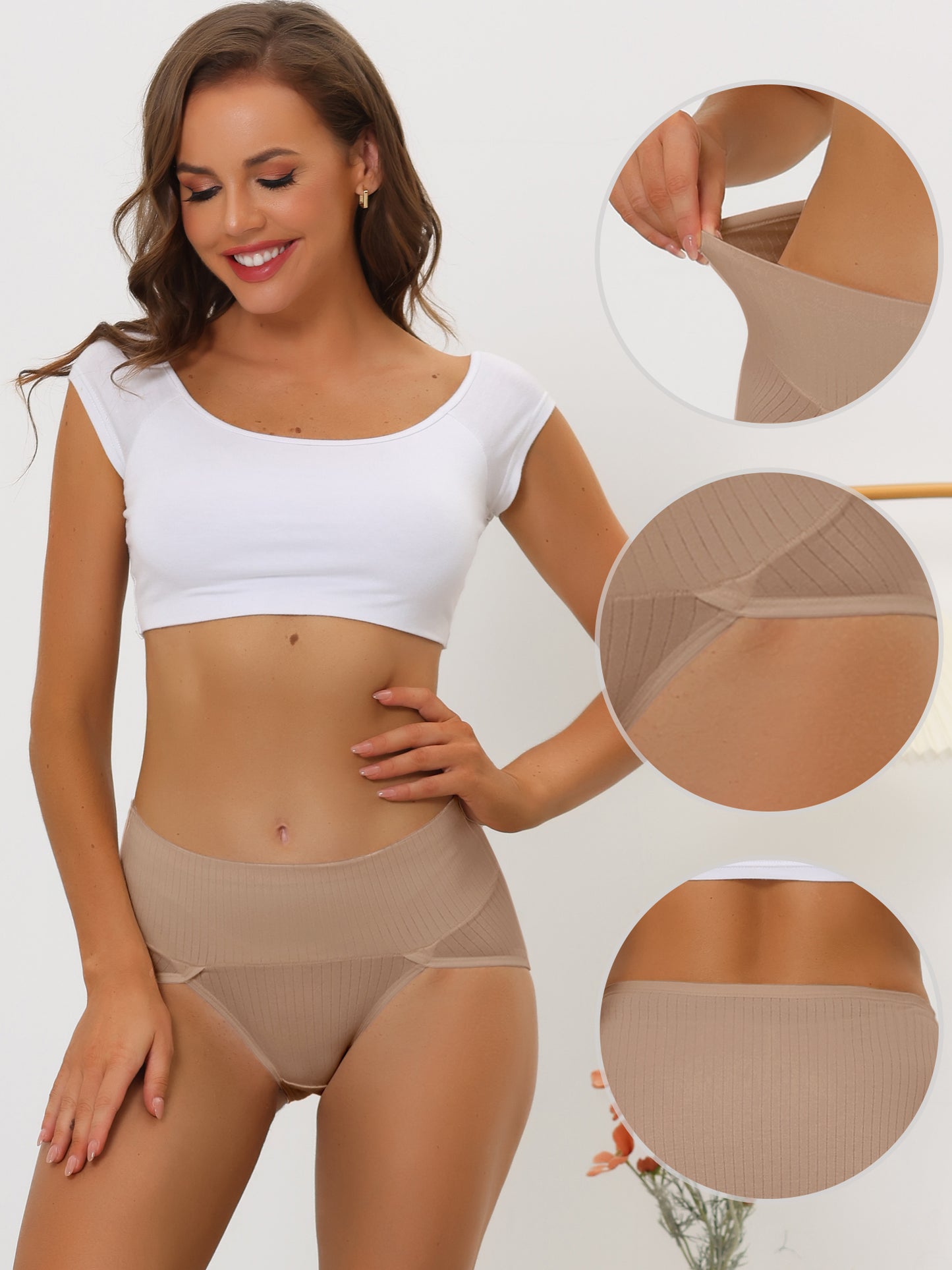 Culotte taille haute côtelée pour femme (disponible en grande taille)