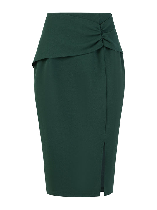 Falda de oficina para mujer, faldas lápiz fruncidas hasta la rodilla