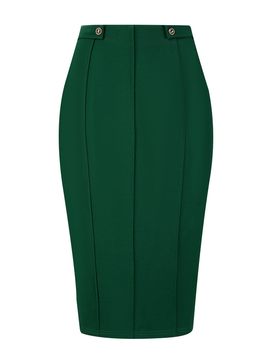 Women's Work Pencil Skirt High Waist Office Stretch Bodycon Midi Skirt