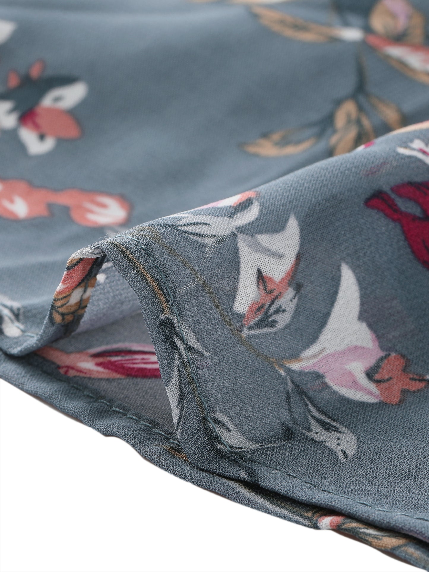 Blusa de gasa con volantes, mangas cortas y cuello en V con estampado floral de verano para mujer