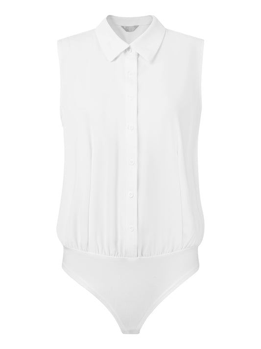 Body camisero sin mangas con cuello y botones para mujer