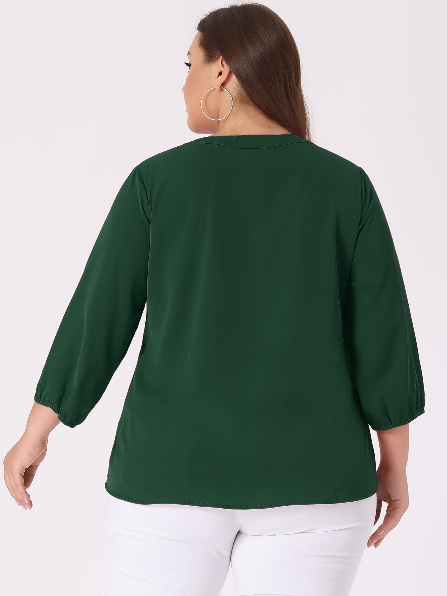 Women's Plus Size Work Round Neck Ruffle Chiffon Blouse Top