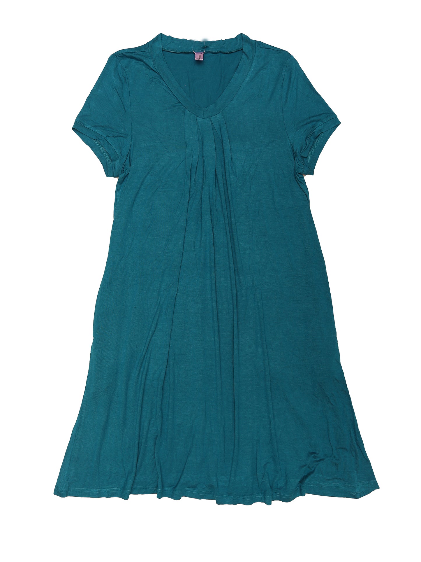 cheibear Pajama Dress Nightshirt Sleepwear V-Neck with Pockets Lounge Nightgown Peacoke Blue