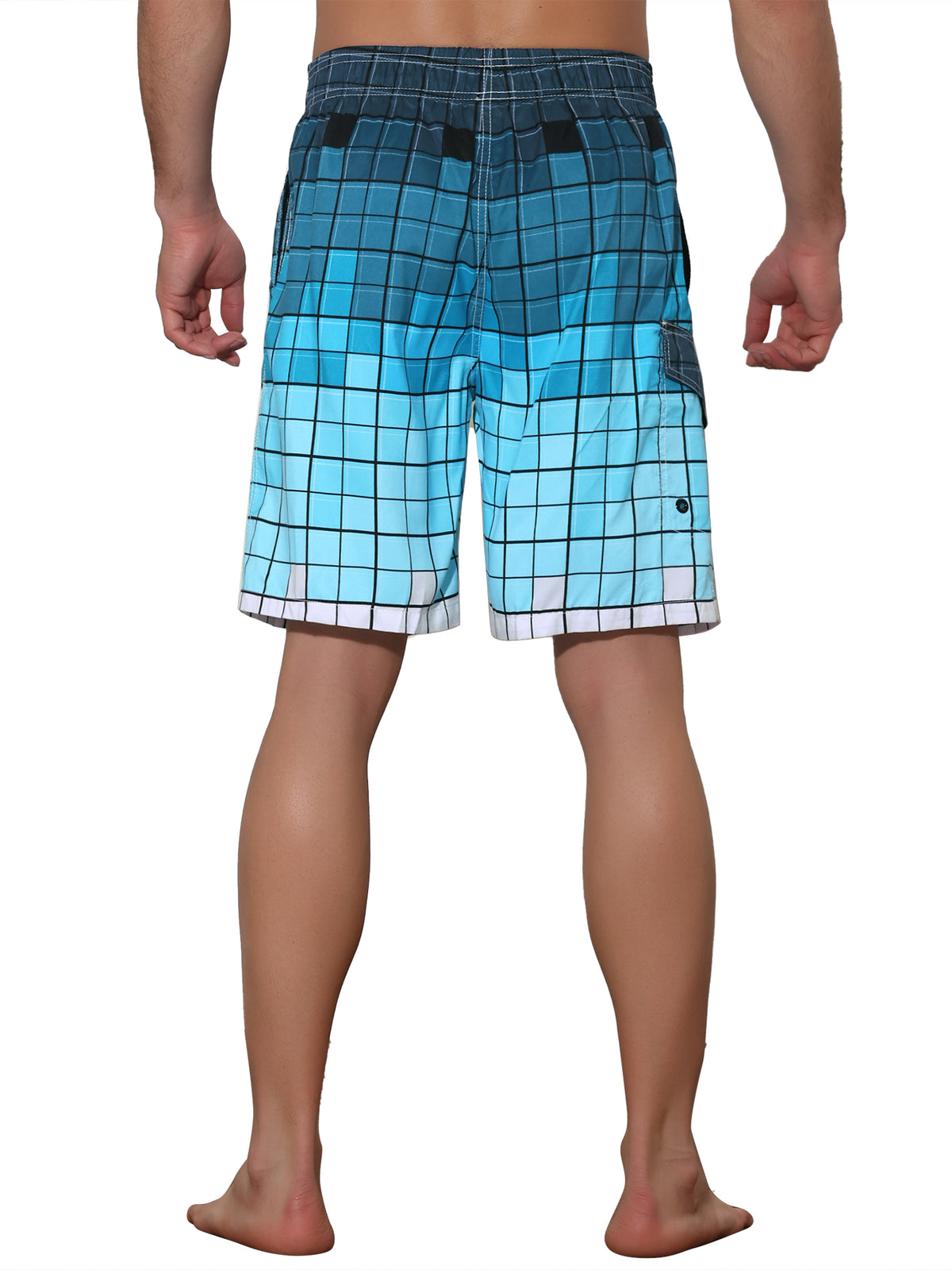 [PACK SALES] Men's 2 Pieces Hawaiian Drawstring Waist Color Block Plaid Board Shorts