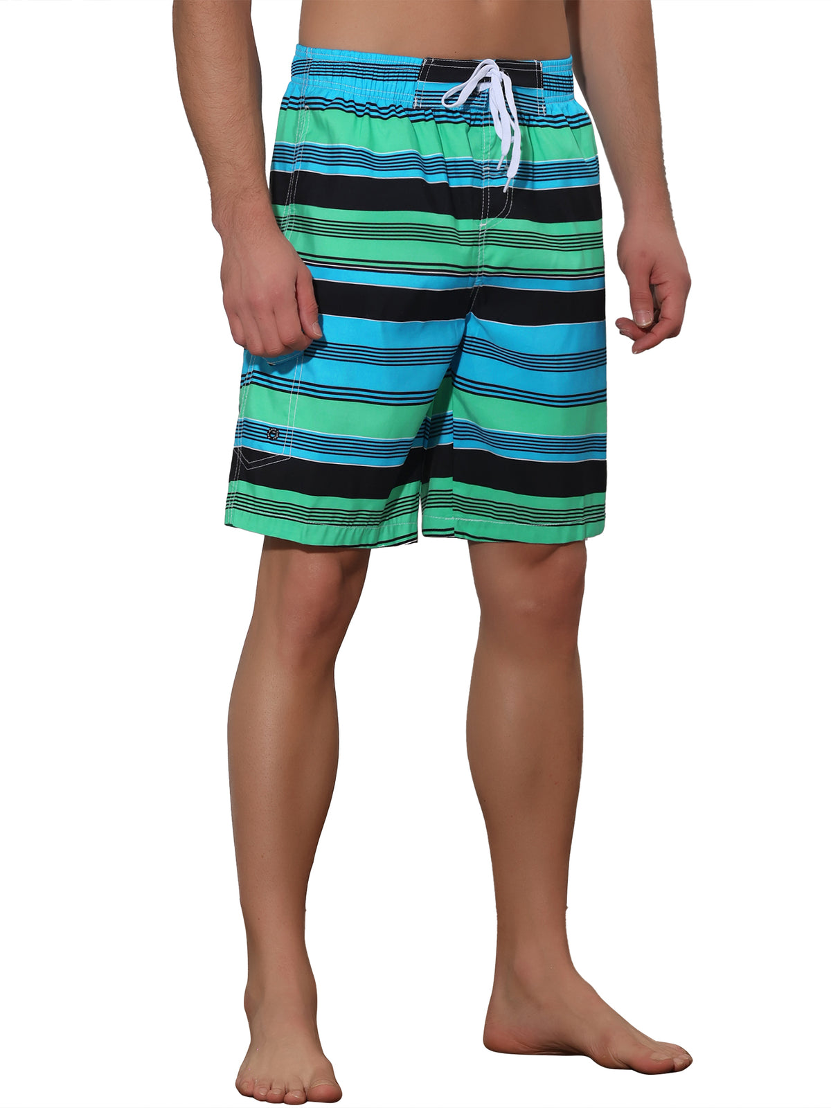 [PACK SALES] Men's 2 Pieces Drawstring Stripes Color Block Beach Board Shorts
