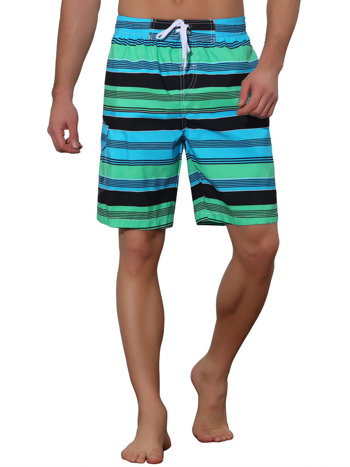 [PACK SALES] Men's 2 Pieces Drawstring Stripes Color Block Beach Board Shorts