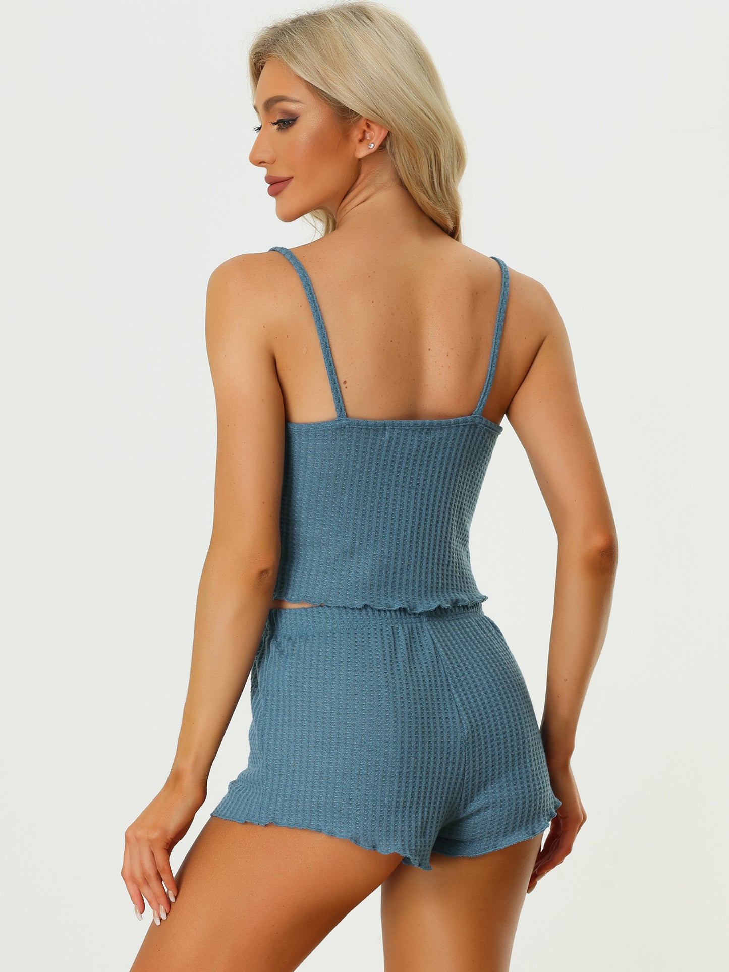 Pyjamas d'intérieur pour femmes, hauts camisole d'été avec shorts, vêtements de nuit, ensembles de pyjama camisole en tricot