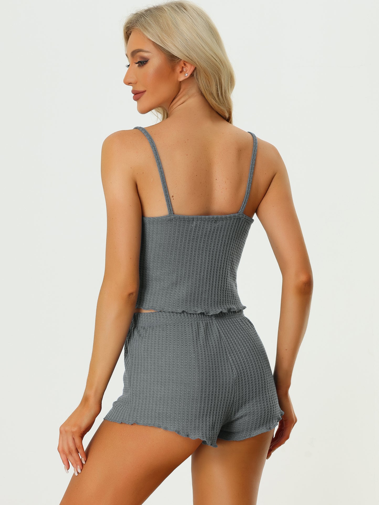 Pyjamas d'intérieur pour femmes, hauts camisole d'été avec shorts, vêtements de nuit, ensembles de pyjama camisole en tricot