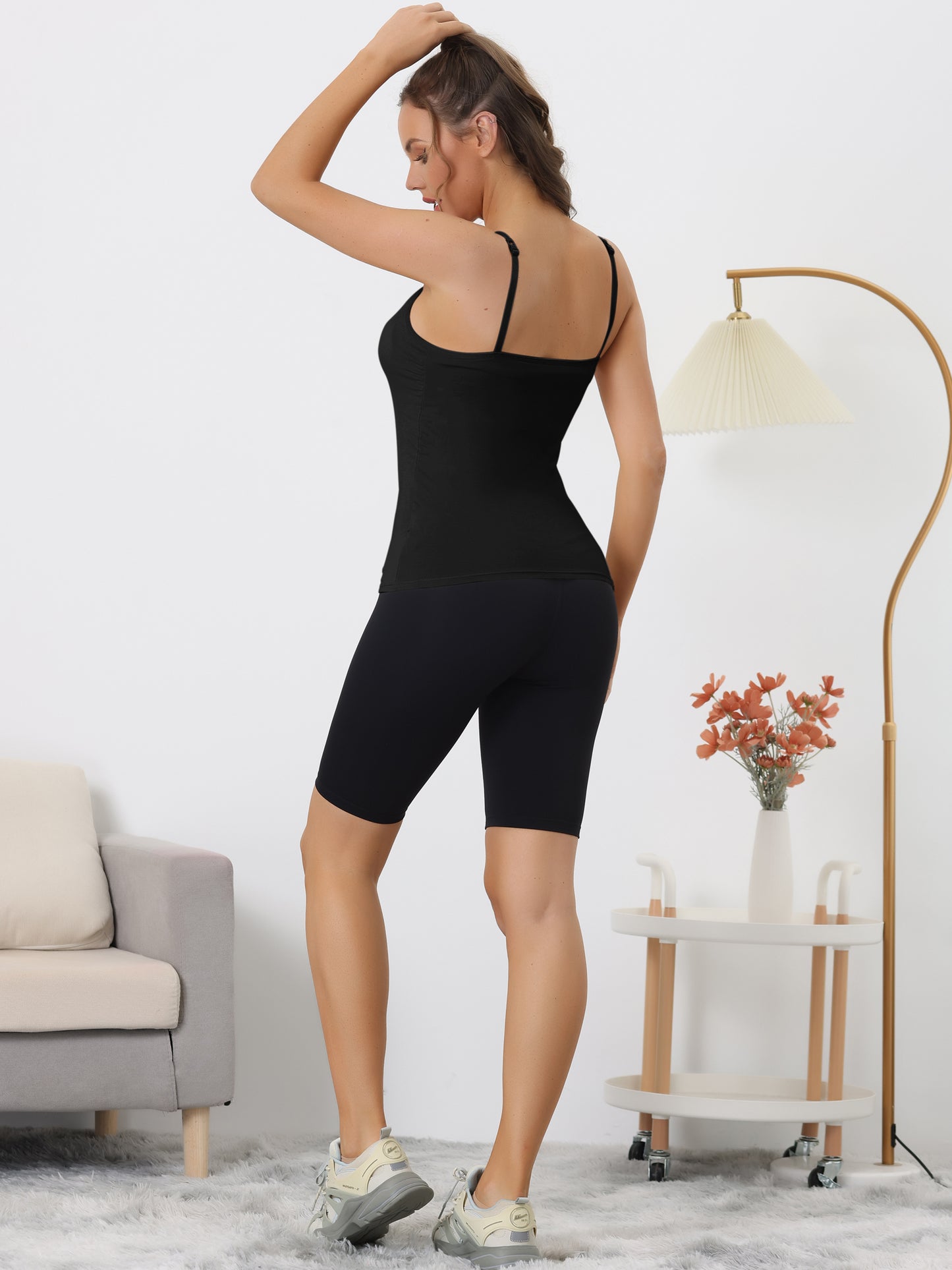 Women's Camisole Built-in Bra Padded Adjustable Spaghetti Strap Sleeveless Tanks Top