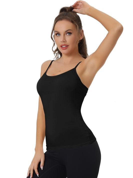 Débardeur sans manches à bretelles spaghetti réglables et rembourré pour femme avec soutien-gorge intégré