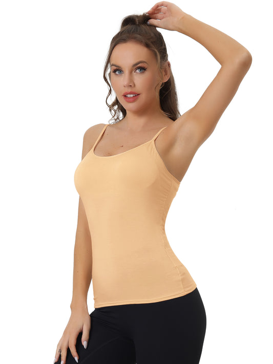 Débardeur sans manches à bretelles spaghetti réglables et rembourré pour femme avec soutien-gorge intégré