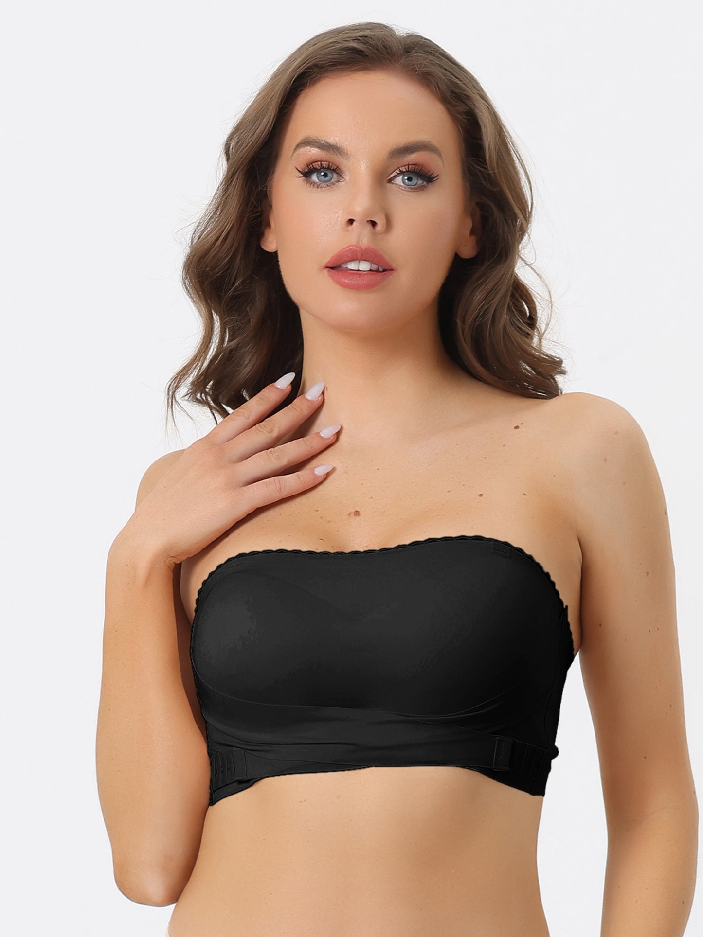 Women's Strapless Breathable Wirefree Adjustable Straps Push-up Removable Pads Bralettes