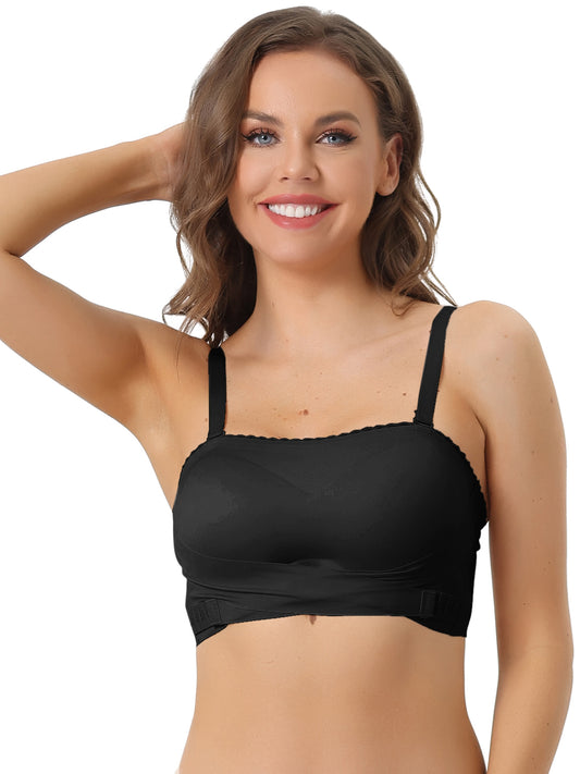 Bralettes para mujer, sin tirantes, transpirables, sin aros, con tirantes ajustables, push-up y almohadillas extraíbles