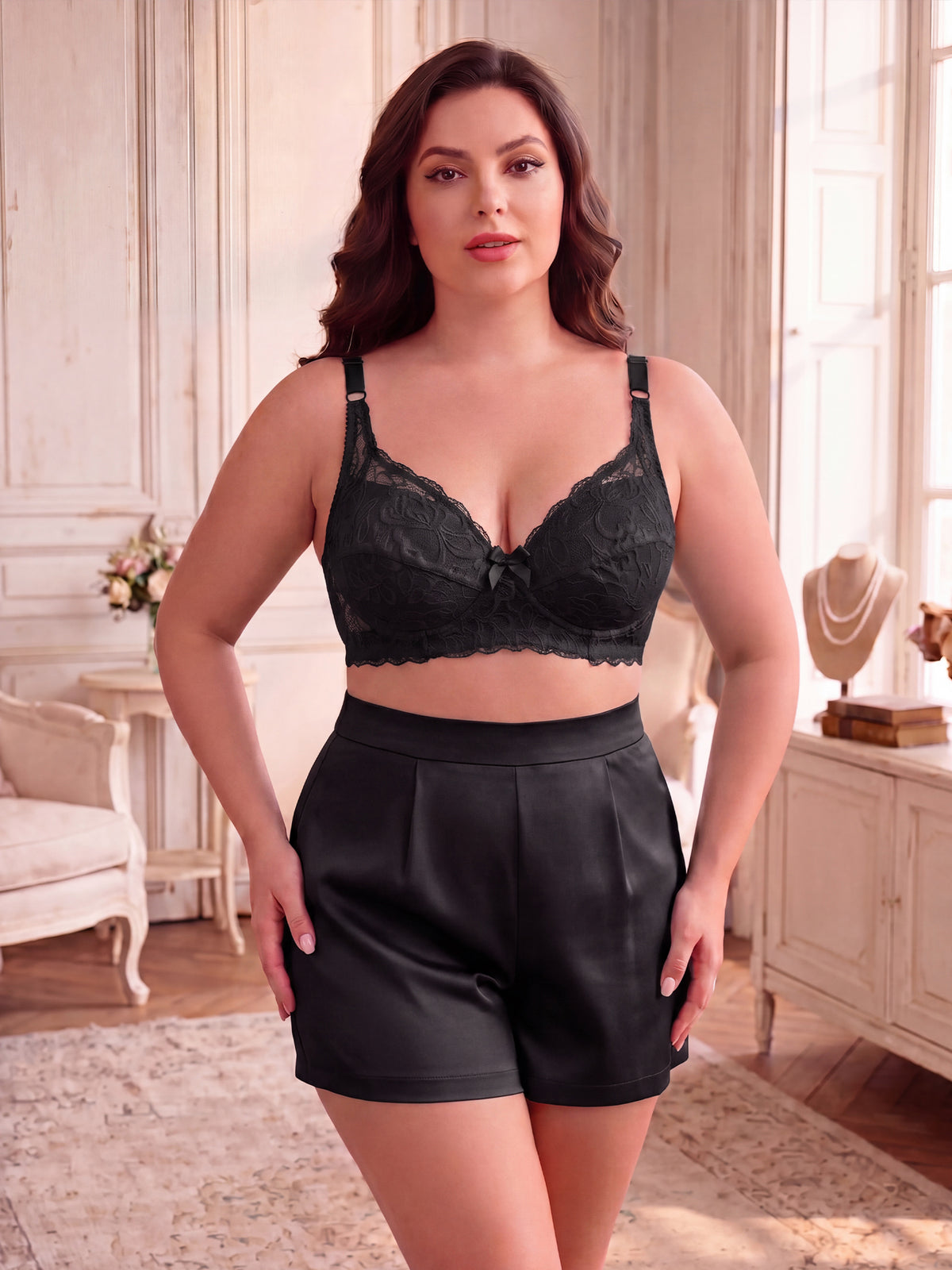[PACK SALES] Women's 2 Pieces Bras Underwired Lace Fixed Adjustable Straps Push-up Bralette