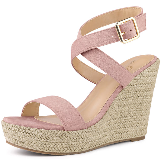 Women Platform Open Toe Crisscross Espadrille Heel Wedge Sandals
