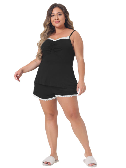 Women Plus Size Pajama Cami Shorts Sets Pj Nightwear Sexy Lace Lingerie Sleepwear