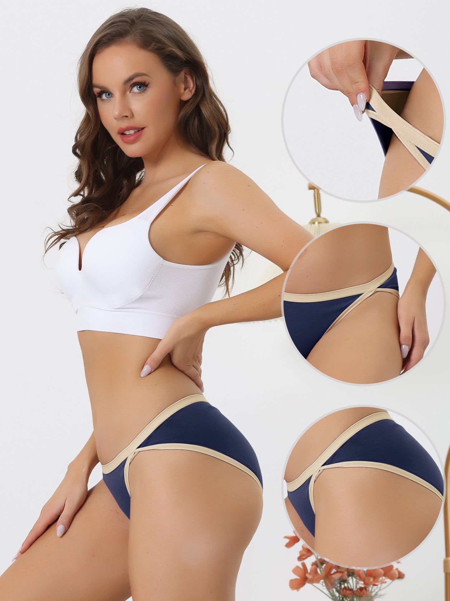 [PACK SALES] Women's 5 Pieces Cotton Underwear Low Waist Stretchy Hipster Briefs