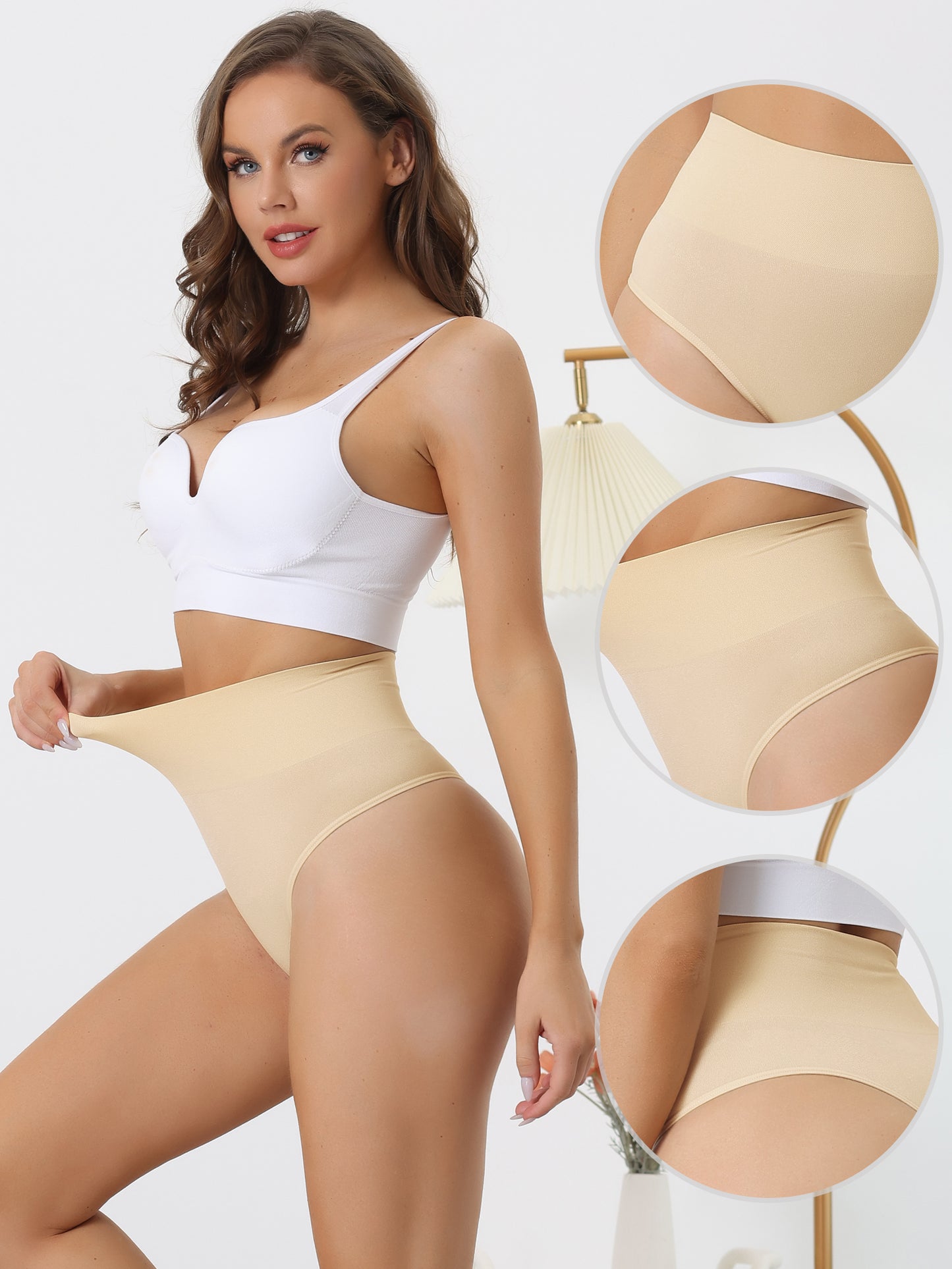 [PACK SALES] Women's 2 Pieces High-Waisted Briefs Thong Stretchy Knickers Underwear