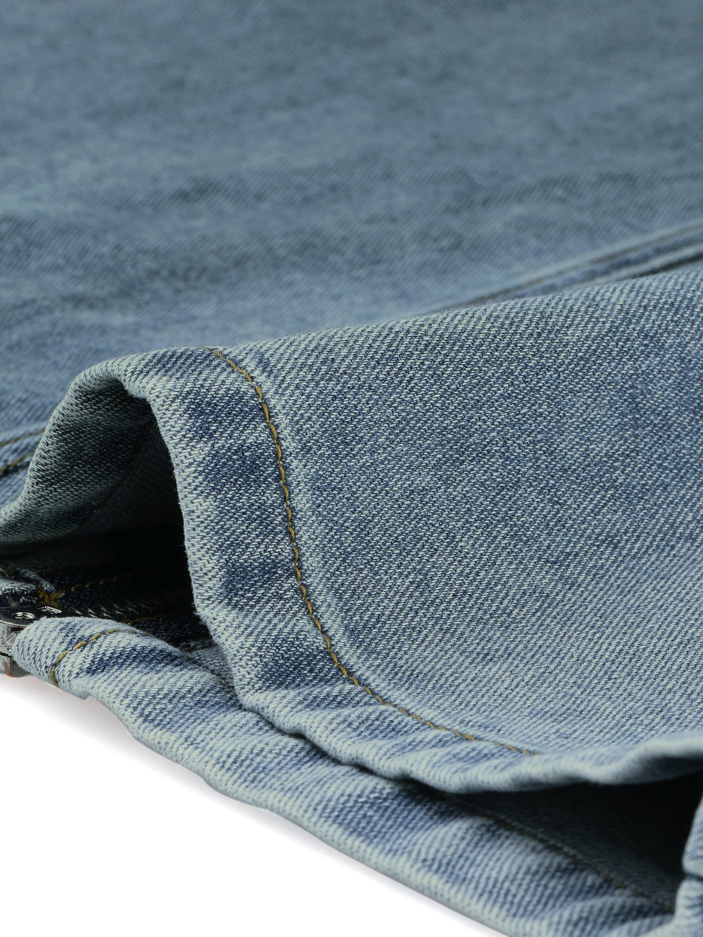 Women's Denim Zipper Front Split Long Skirts with Pockets