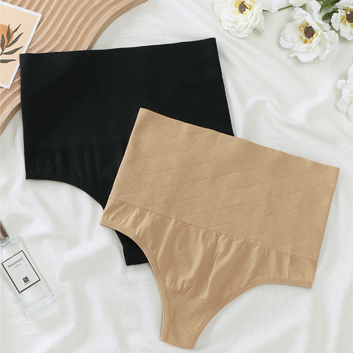 [PACK SALES] Women's 5 Pieces Thong Panties Shapewear High Waist Solid Briefs