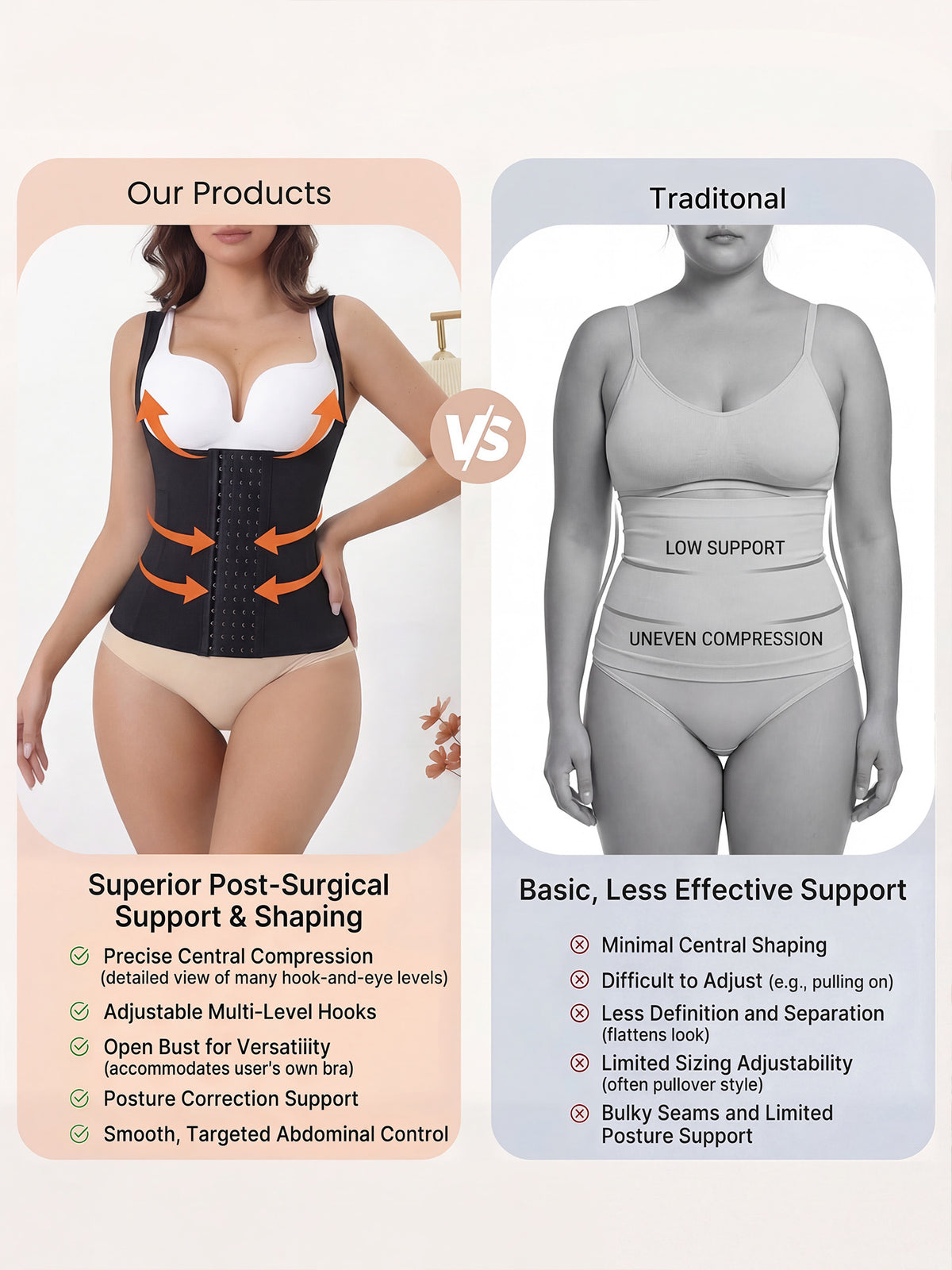 [PACK SALES] Women 2 Pieces Waist Corset Shapewear Push-Up Sleeveless Breathable Tank Top